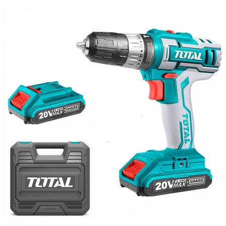 Masina de gaurit cu percutie si acumulator Total TIDLI200215, 20V, 2Ah,1500 rpm, 45 NM, 2 acumulatori