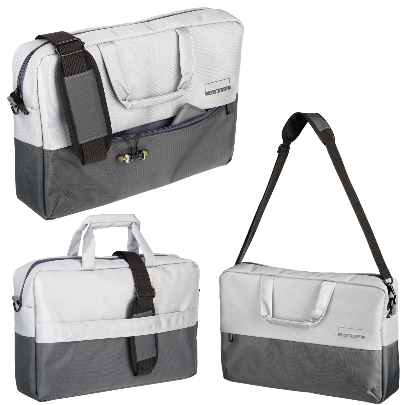 Geanta laptop, Poliester, 15.6'', Gri