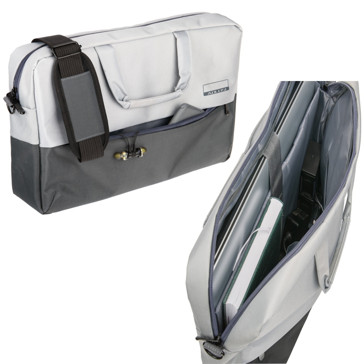 Geanta laptop, Poliester, 15.6'', Gri