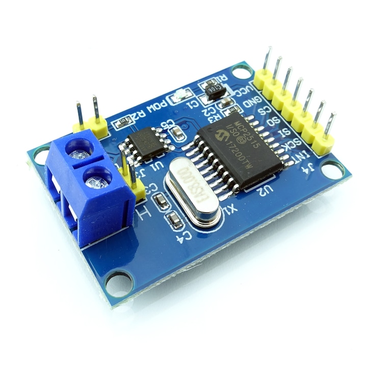 Шинен комуникационен модул, MCP2515, TJA1050, SPI интерфейс, С LED, 40 x 29 mm, 8MHz, Многоцветен