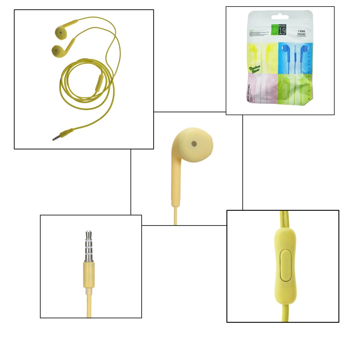 Casti in-ear cu microfon, U19-Y, conector jack 3.5mm, control pe fir, lungime cablu 100 cm, galbene Galben