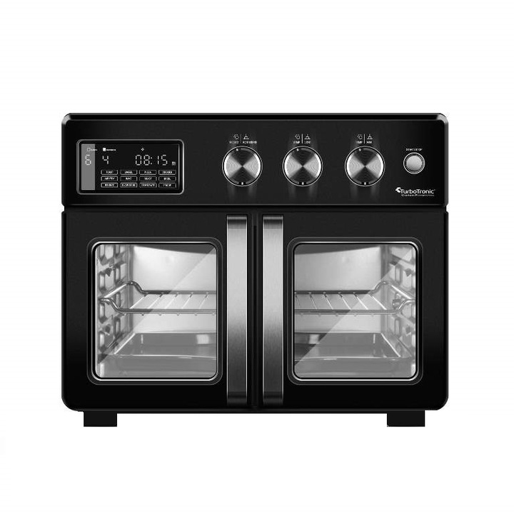 TurboTronic TT-AFD32 professzionális forrólevegős sütő 3 az 1-ben, szárító, rotisserie, 1700 W, 32 l, időzítő, olajmentes, fekete
