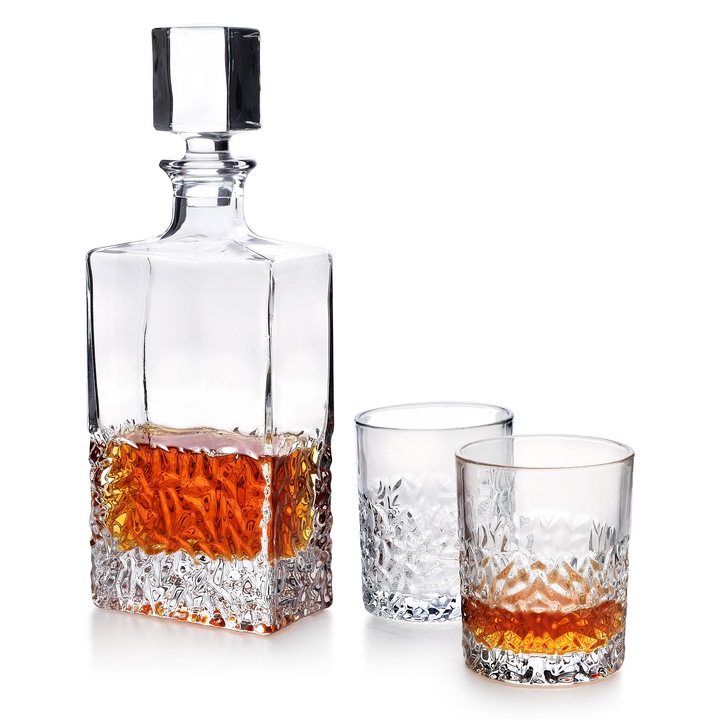 Set carafa si 6 pahare, Mondex, EVA Frozen, Sticla, 810/310 ml, Transparent