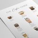 Tablou Cafea The Coffee Guide, cu ghidul de preparare al cafelei pentru 9 sortimente diferite precum Espresso, Cappuccino sau Latte Macchiato, Zizula Cards, 30 X 40 cm