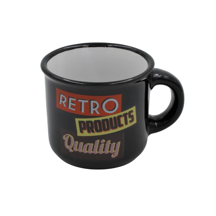 Чаша за еспресо Retro Products, Черна, 80 мл