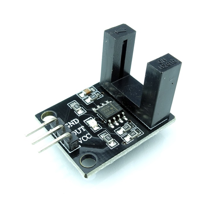 Senzor fotoelectric de turatii cu fante, Contor optic de viteza, 25 x 20 x 18 mm, Negru, Argintiu