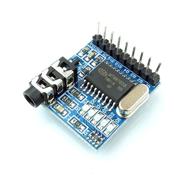 Modul decodare voce, DTMF, MT8870, 4 biti, 5 V, Albastru, Argintiu, Negru