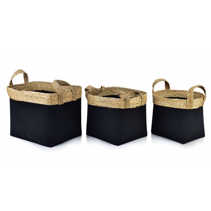 Mondex tárolókosár készlet, 3 darab Pasla, Többféle méret, Fekete/Bézs