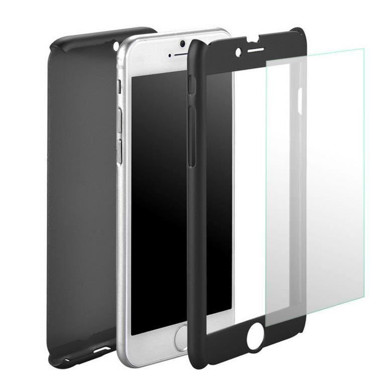 Husa Full Cover+Folie Sticla Iberry Neagra Pentru Iphone 7