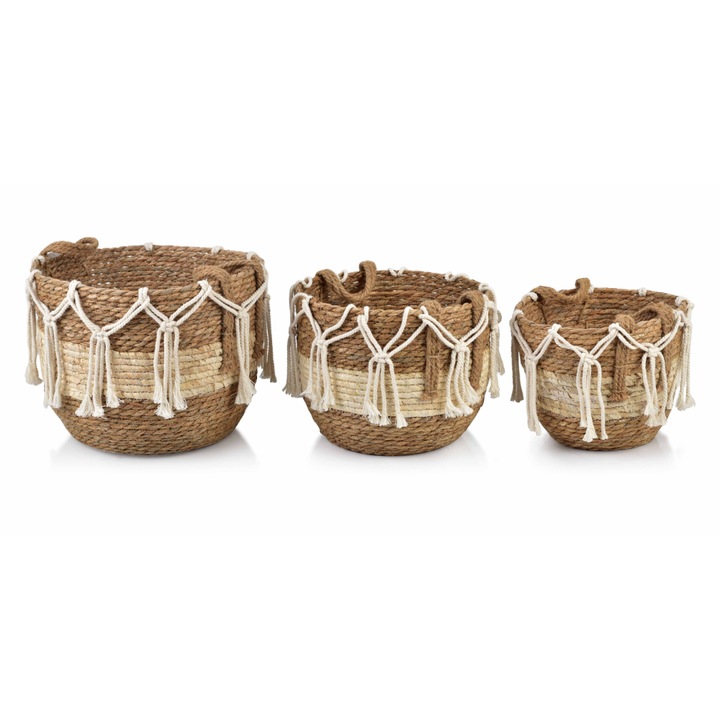 Mondex, 3 darabos tárolórekesz készlet Seagrass, 33 x 27 cm/ 29 x 24 cm/ 24 x 21 cm, barna / bézs