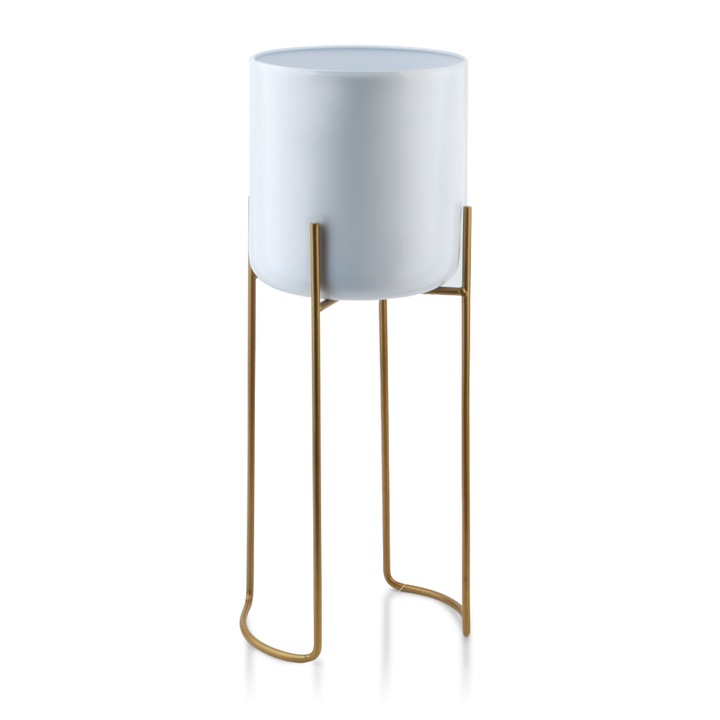 Mondex dekoratív virágtartó, fém, 20 x 54 cm, fehér/arany