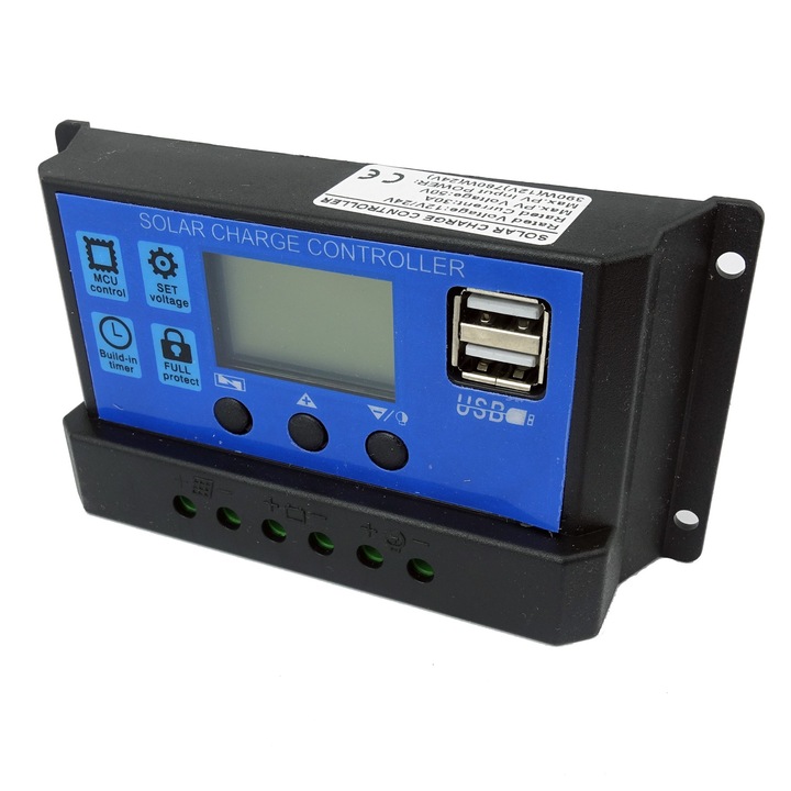 Модул за зареждане, Соларен контролер, 12V/ 24V, 30A, 150 x 80 x 35 mm