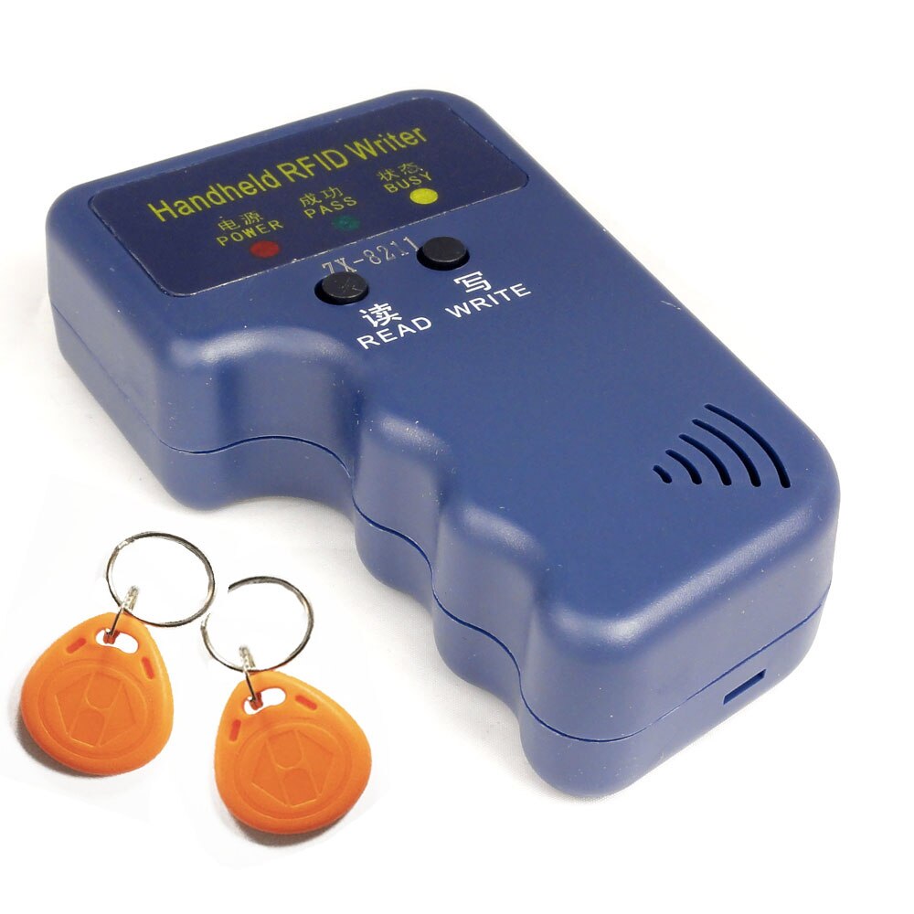 Set copiator carduri RFID si 2 brelocuri programabile, 125kHz, Albastru