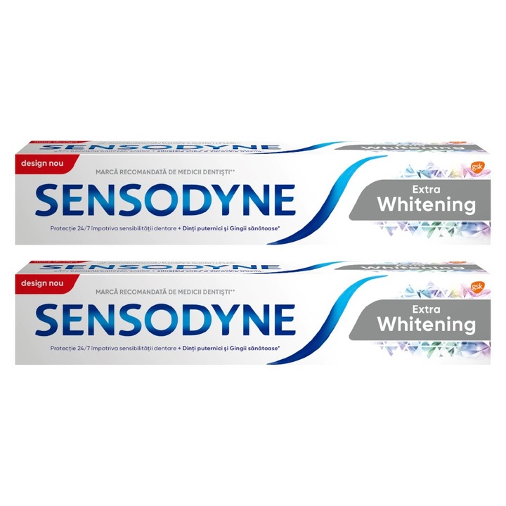 Pachet 2 x Pasta de Dinti Sensodyne Extra Whitening, pentru Dinti Sensibili, 100 ml
