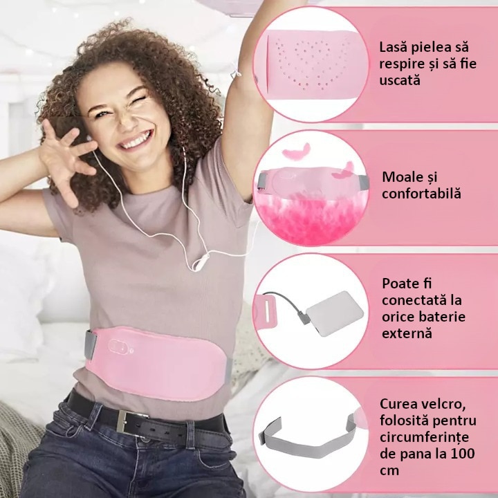Aparat centura abdominala pentru incalzire si masaj, anti dureri