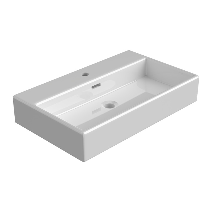 Lavoar Celesta Urban 70, 70 x 41 x 14 cm, montaj pe blat, orificiu baterie, ceramica, alb