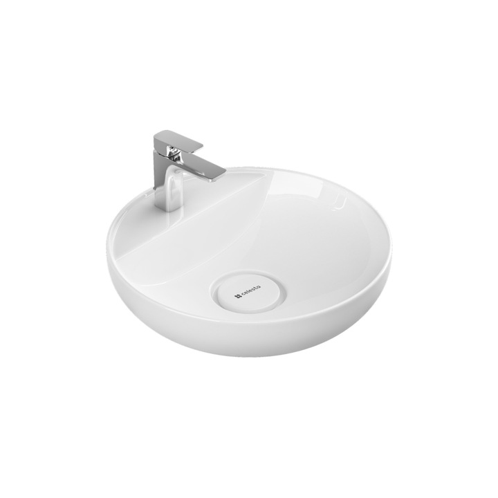 Lavoar Celesta Lara, 42 x 42 x 13 cm, montaj pe blat, orificiu baterie, ceramica, alb