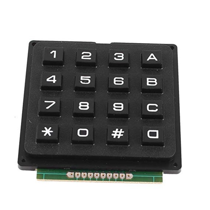 Tastatura cu membrana, 4 x 4, 16 butoane, 3V-5V, Cauciuc, Negru, Verde, Alb
