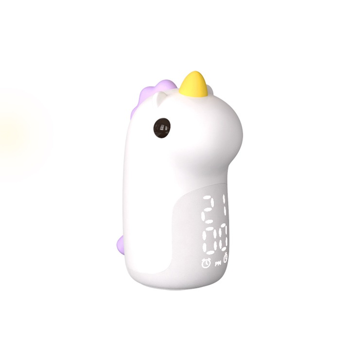 Ceas decorativ pentru copii, unicorn, 3 moduri de iluminare, multicolor, functie snooze