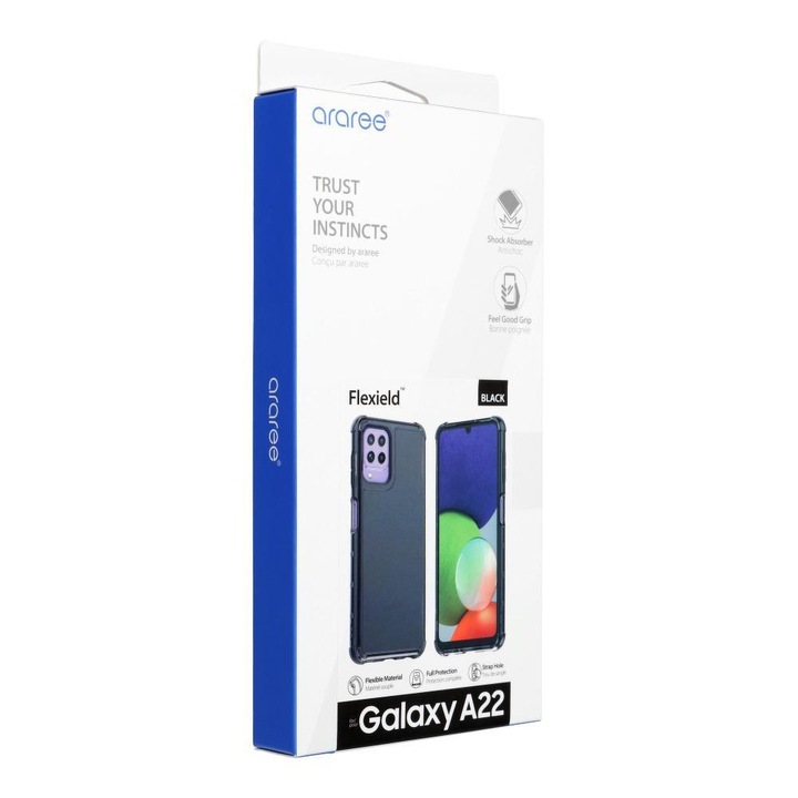 Husa din silicon rezistenta la socuri pentru SAMSUNG A22 4G, husa ARAREE Flexield, negru