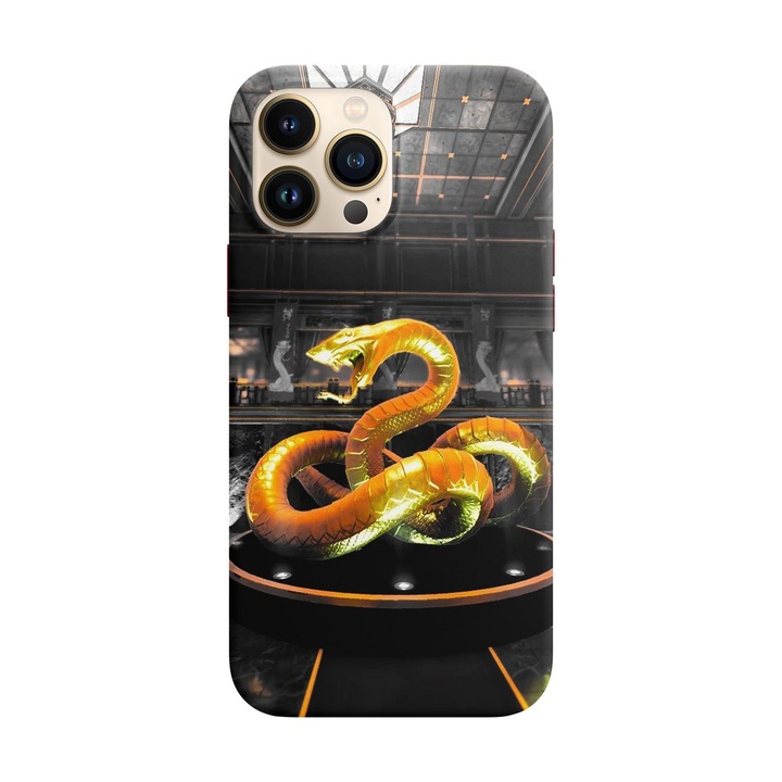 Husa compatibila cu Apple iPhone 14 Pro model Golden snake, Silicon, TPU, Viceversa