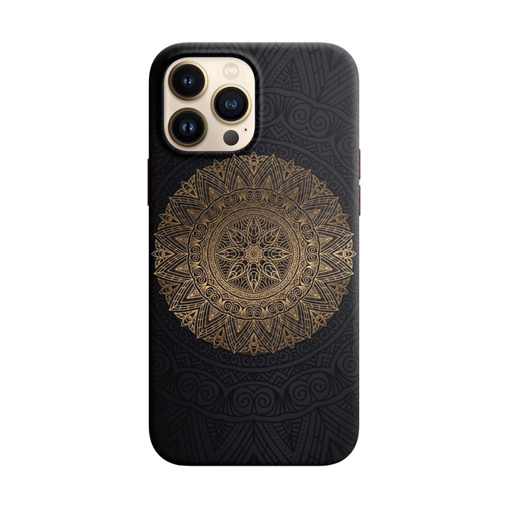 Husa compatibila cu Apple iPhone 14 Pro model Gold Mandala, Silicon, TPU, Viceversa