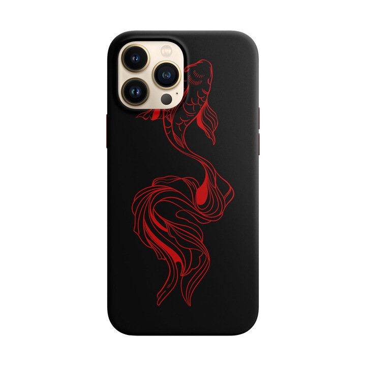 Husa compatibila cu Apple iPhone 12 Mini model Red Koi Fish, Silicon, TPU, Viceversa