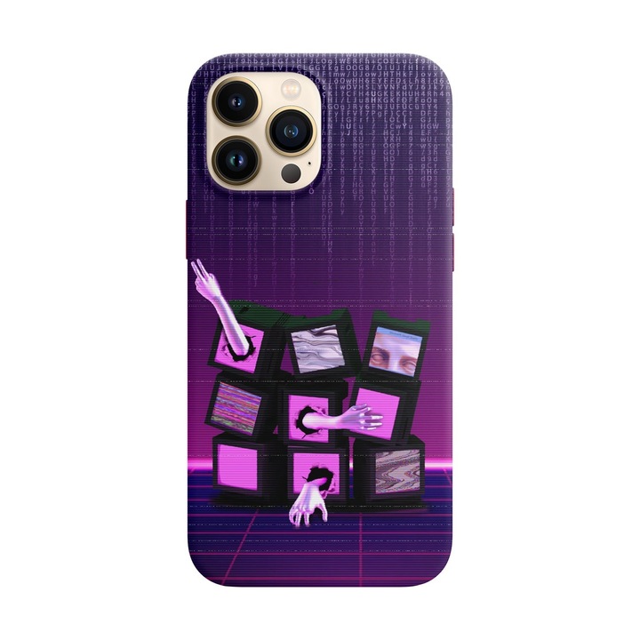 Husa compatibila cu Apple iPhone 14 Pro Max model Trapped in a simulation, Silicon, TPU, Viceversa