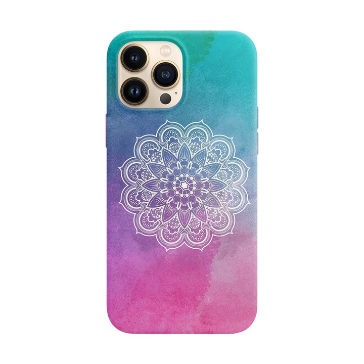Husa compatibila cu Apple iPhone 14 Pro model Watercolor Mandala, Silicon, TPU, Viceversa
