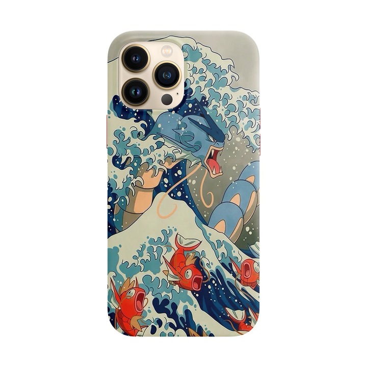 Husa compatibila cu Apple iPhone 14 Pro Max model Gyarados and Magickarp Wave Pokemon, Silicon, Tpu, Viceversa