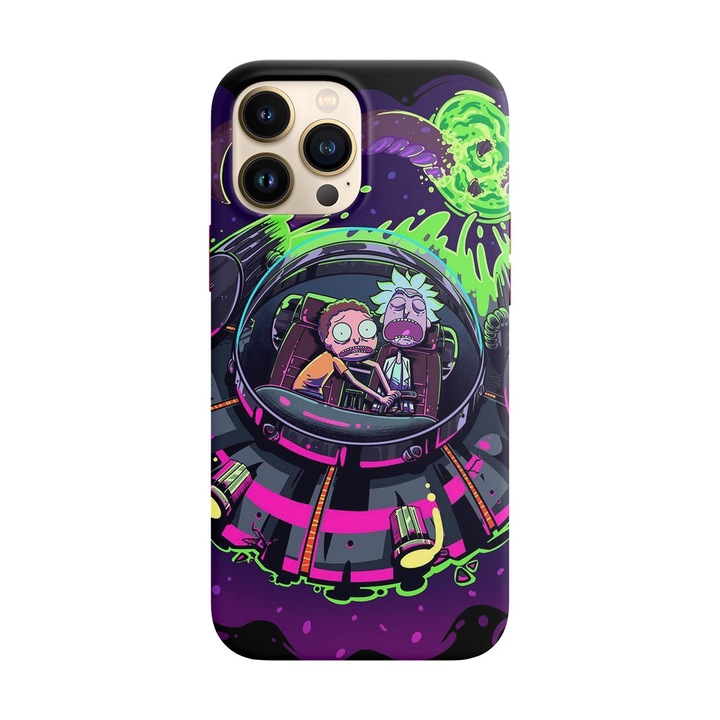 Husa compatibila cu Apple iPhone 14 Pro model Rick and Morty crashing, Silicon, Tpu, Viceversa