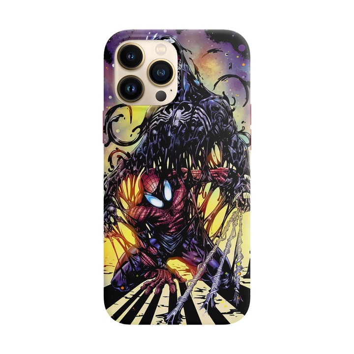 Husa compatibila cu Apple iPhone 14 Pro model Venom vs spiderman, Silicon, Tpu, Viceversa