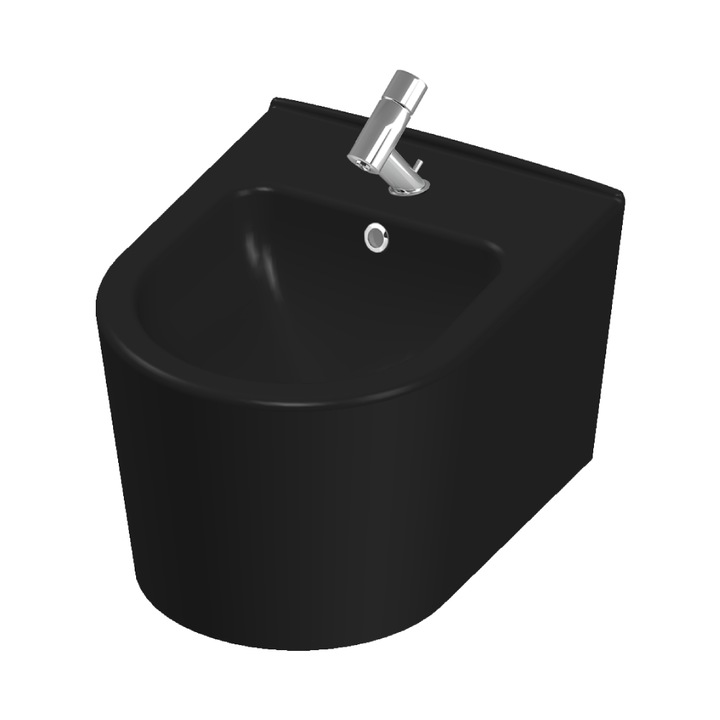 Bideu suspendat Celesta Vista, 50 x 35 cm, ceramica, negru mat