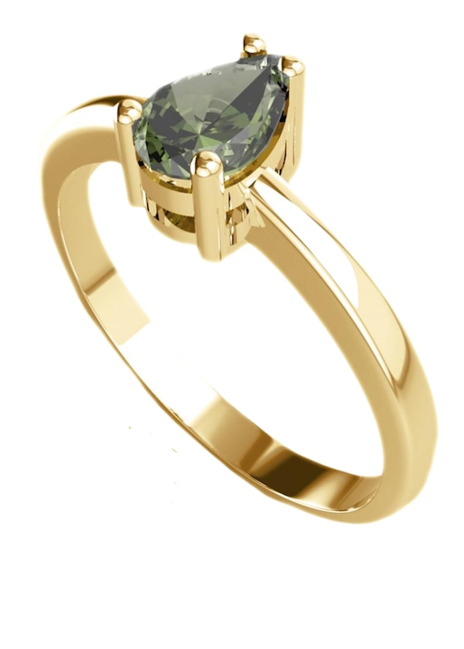 Inel Verde padure cu moldavit in aur galben