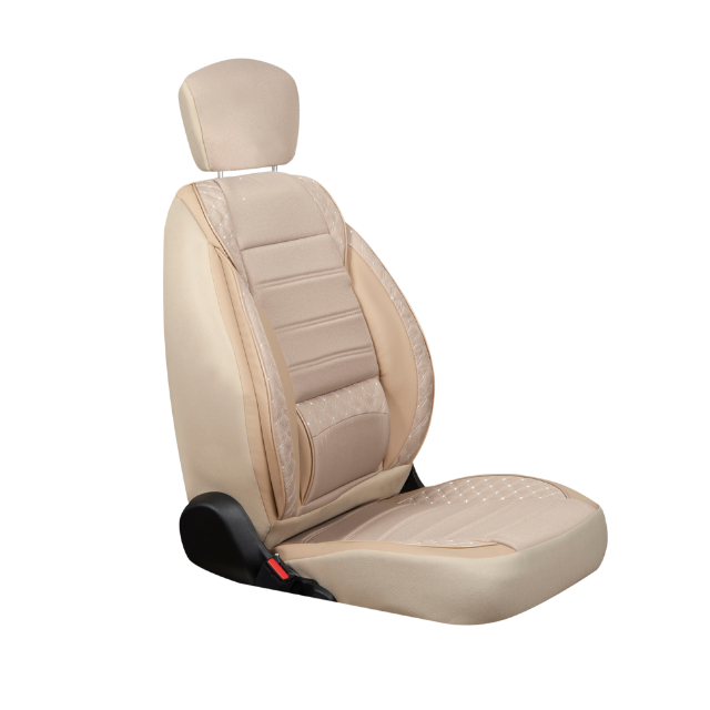 Set Huse Auto Premium, Eco piele si textil, 12 piese, Bej eMAG.ro