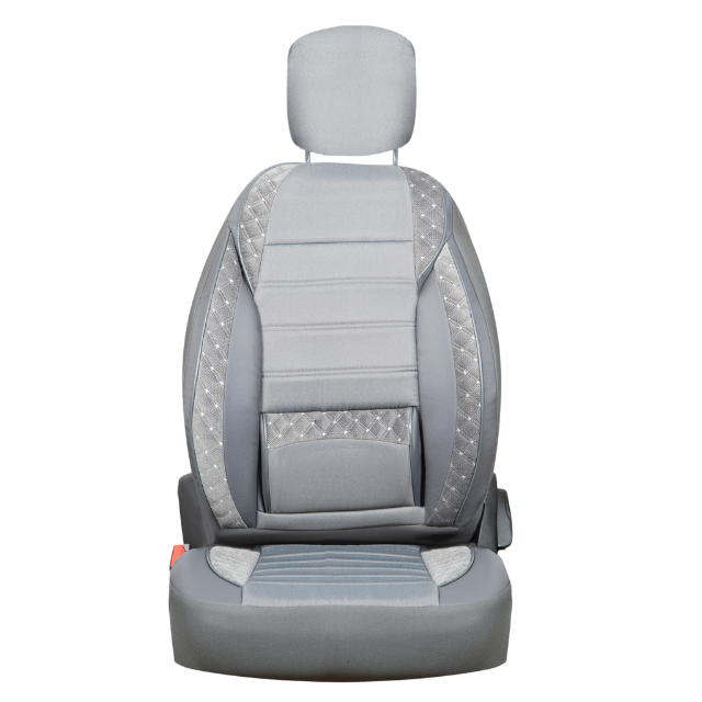 Set Huse Auto Premium, Eco piele si textil, 12 piese, Gri eMAG.ro