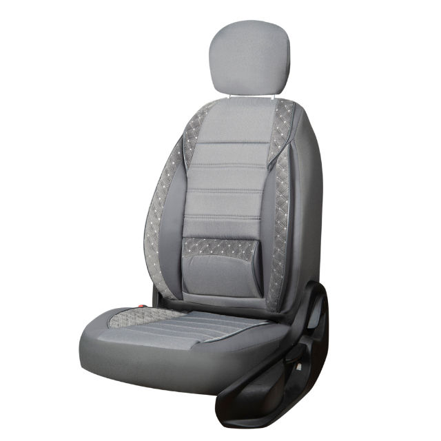 Set Huse Auto Premium, Eco piele si textil, 12 piese, Gri eMAG.ro