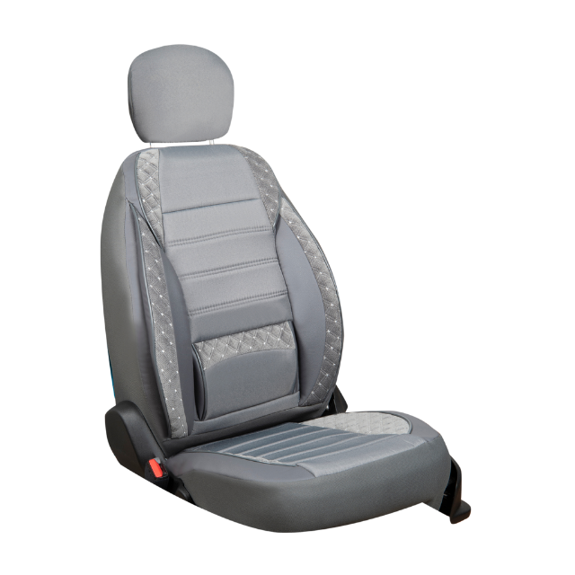 Set Huse Auto Premium, Eco piele si textil, 12 piese, Gri eMAG.ro