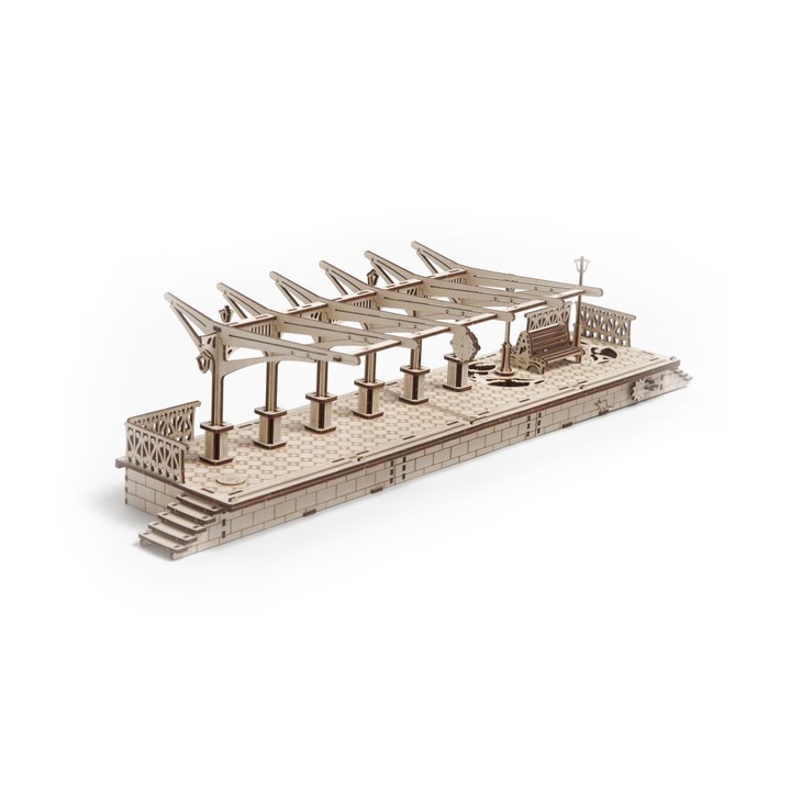 Механичен пъзел 3D Платформа за влак UGEARS