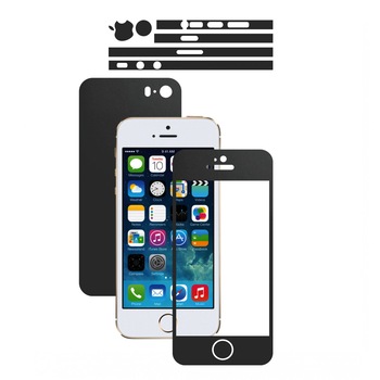 Folie de protectie Full Body Carbon Skinz, Acoperire Totala, Negru Mat pentru Apple iPhone 5