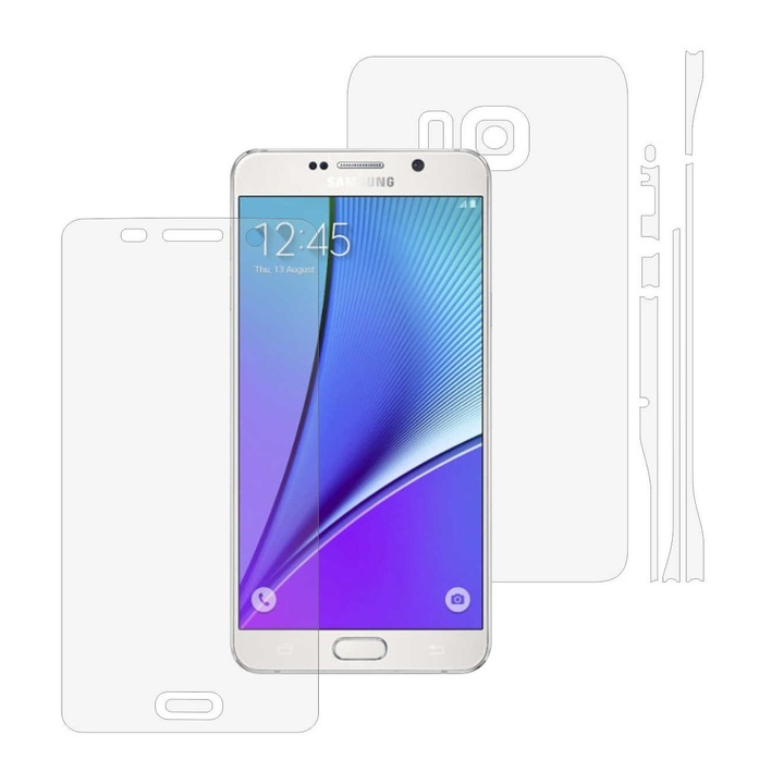 Samsung Galaxy Note 5 – Invisible Skinz Ultra-Clear HD teljes testfólia, teljes védelem, átlátszó bőrborítás, (képernyővédő fólia + tok és oldalfólia)