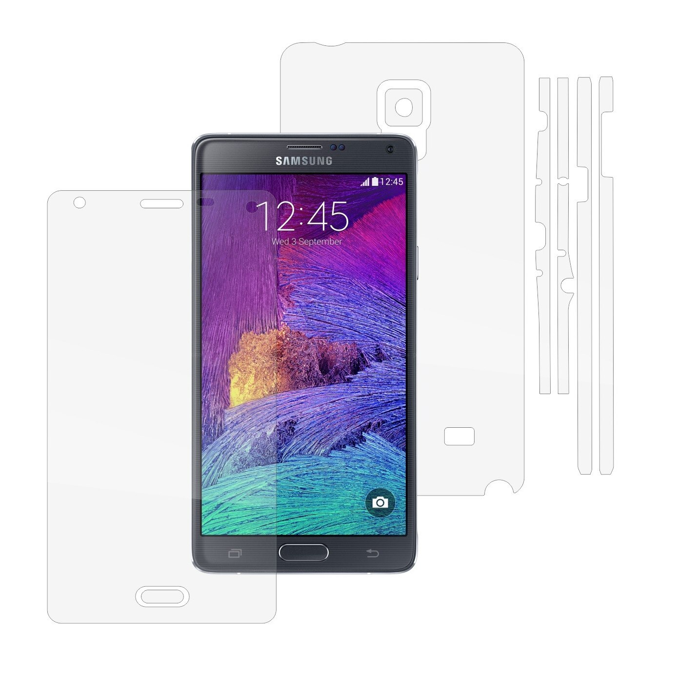 Folie Protectie Full Body Invisible Skinz Ultra-Clear AutoRegeneranta, Husa Transparenta de tip Skin Adeziv pentru Carcasa si Ecran, dedicata Samsung Galaxy Note 4