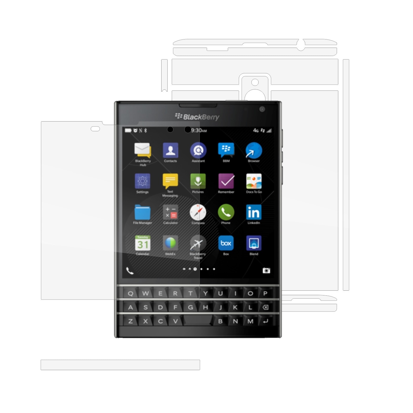 Folie Transparenta Full Body Invisible Skinz Ultra-Clear AutoRegeneranta, Skin Protectie Totala Ecran si Carcasa pentru BlackBerry Passport