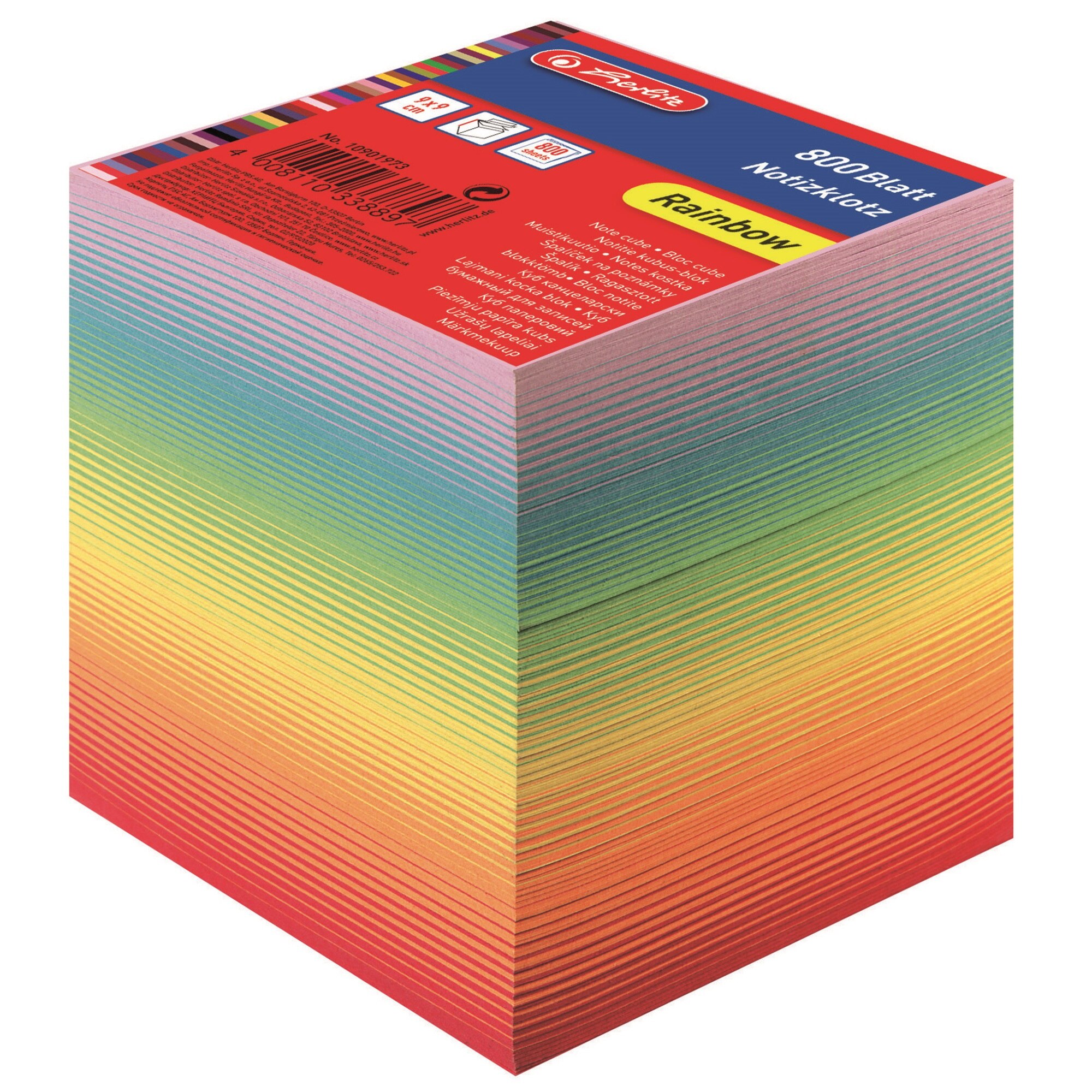 Bloc notite color Herlitz, 9x9x9 cm, 800 file curcubeu