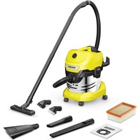 Aspirator umed-uscat Karcher WD 4 S V-20/6/22 Car, 1.628-259.0, Aspirare umeda si uscata, rezervor de 20 L din otel inoxidabil, furtun de 2.2 m , 1000 w, duza auto, Galben/Negru/Metal