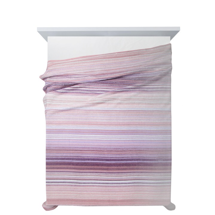 Cuvertura de pat, Eurofirany, Amber 1, Imprimeu dungi, Bumbac/Acril/Poliester, 200 x 220 cm, Multicolor