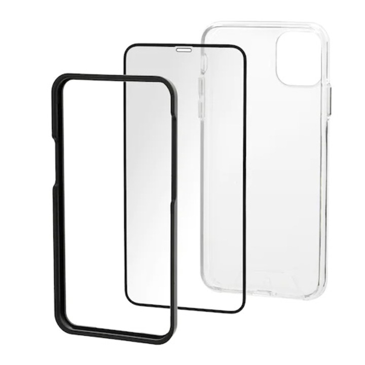 Комплект Защитно фолио A+ Tempered Glass 3D/Силиконов прозрачен калъф A+ за iPhone 14 Plus 6.7