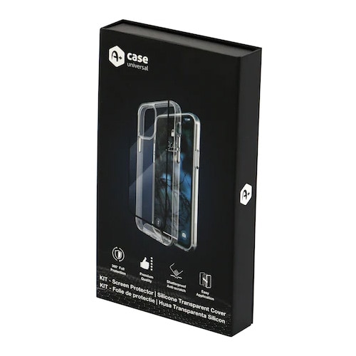Set Folie de protectie A+ Tempered Glass 3D/ Husa transparenta silicon A+ pentru iPhone 14 Plus