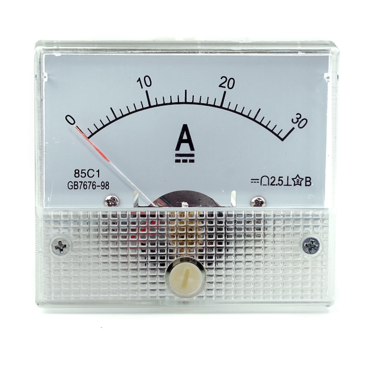 Ampermetru Analogic, Contor de curent, 30 A, Alb, Negru, Rosu