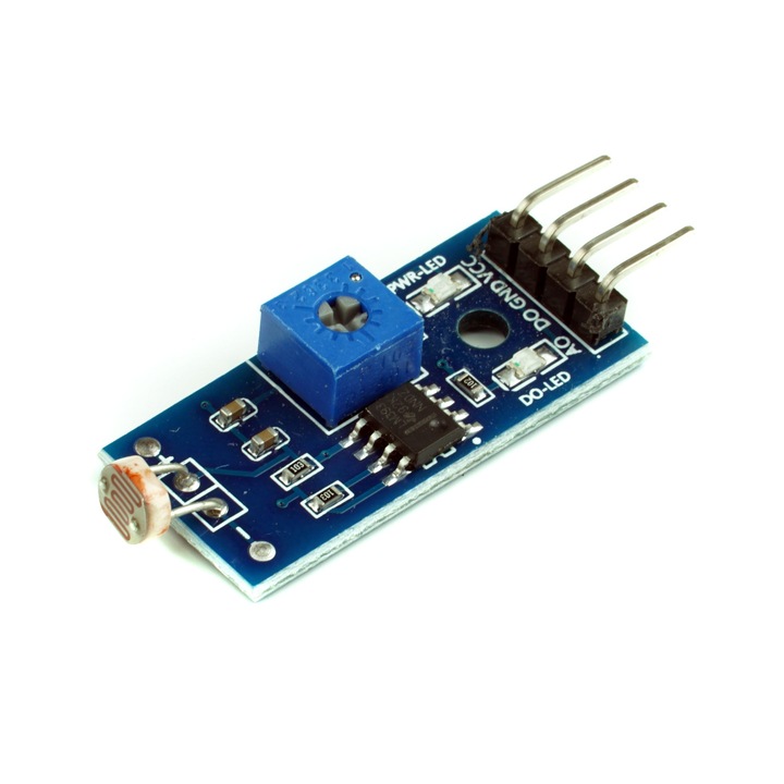 Fotorezistor GL5616, PCB, Cu senzor de lumina, 3.3 - 5 V, 2 LED uri incorporate, 32 x 14 x 8 mm, Negru, Albastru, Argintiu